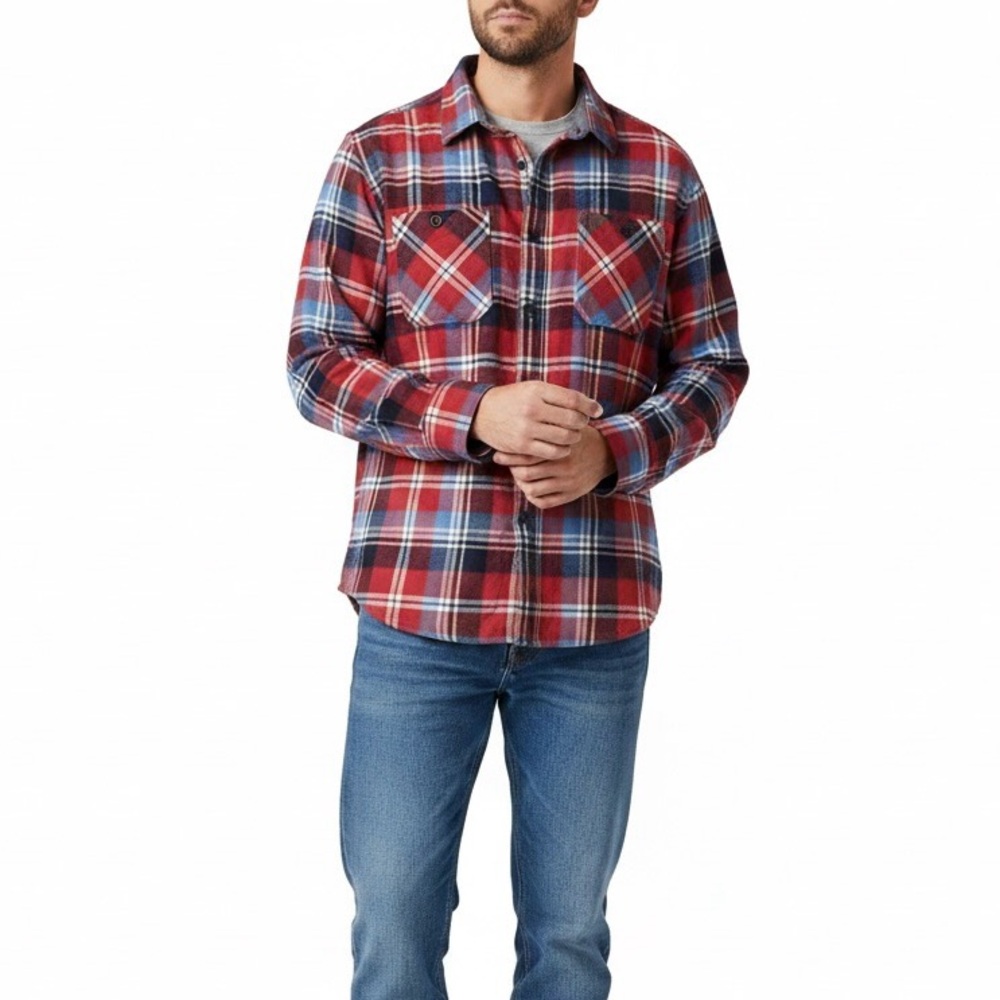 Coleman Flannel Shirt Red Blue Plaid Rugged Outdoor XL